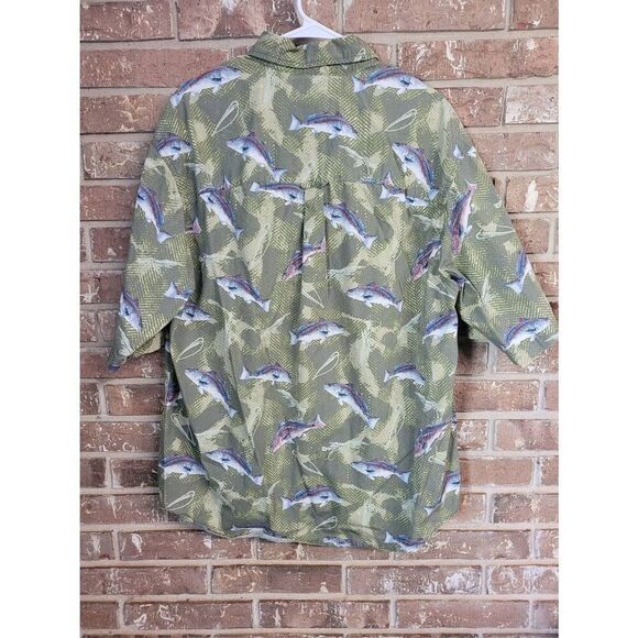 Vintage 2000's Columbia Button Down, Fish Pattern, 100% Cotton, Mens XL - Picture 3 of 5